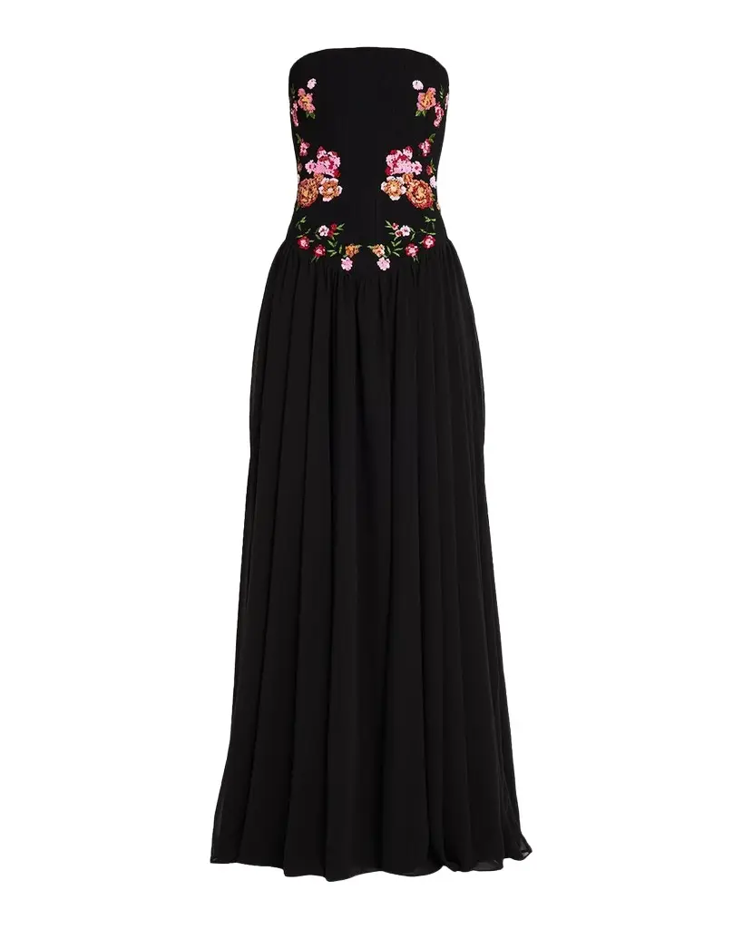 HELSI Caroline Floral Appliqué Strapless Corset Gown | Image 1 HELSI Caroline Floral Appliqué Strapless Corset Gown | Image 1