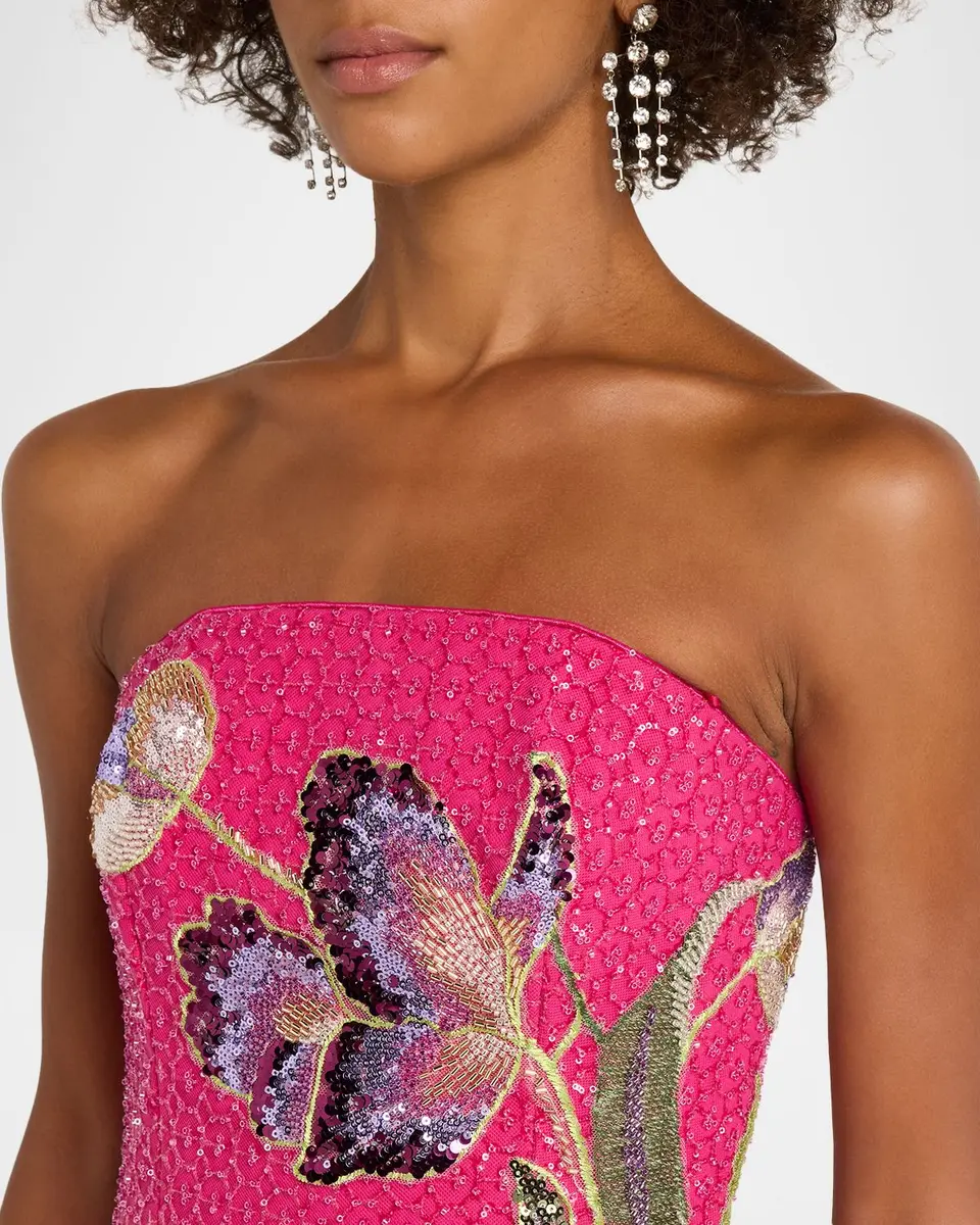 HELSI Frida Floral Applique Strapless Beaded Mini Dress | Thumbnail 5 HELSI Frida Floral Applique Strapless Beaded Mini Dress | Thumbnail 5