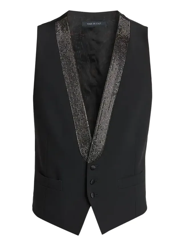 Men's Crystal-Embellished Wool-Blend Vest