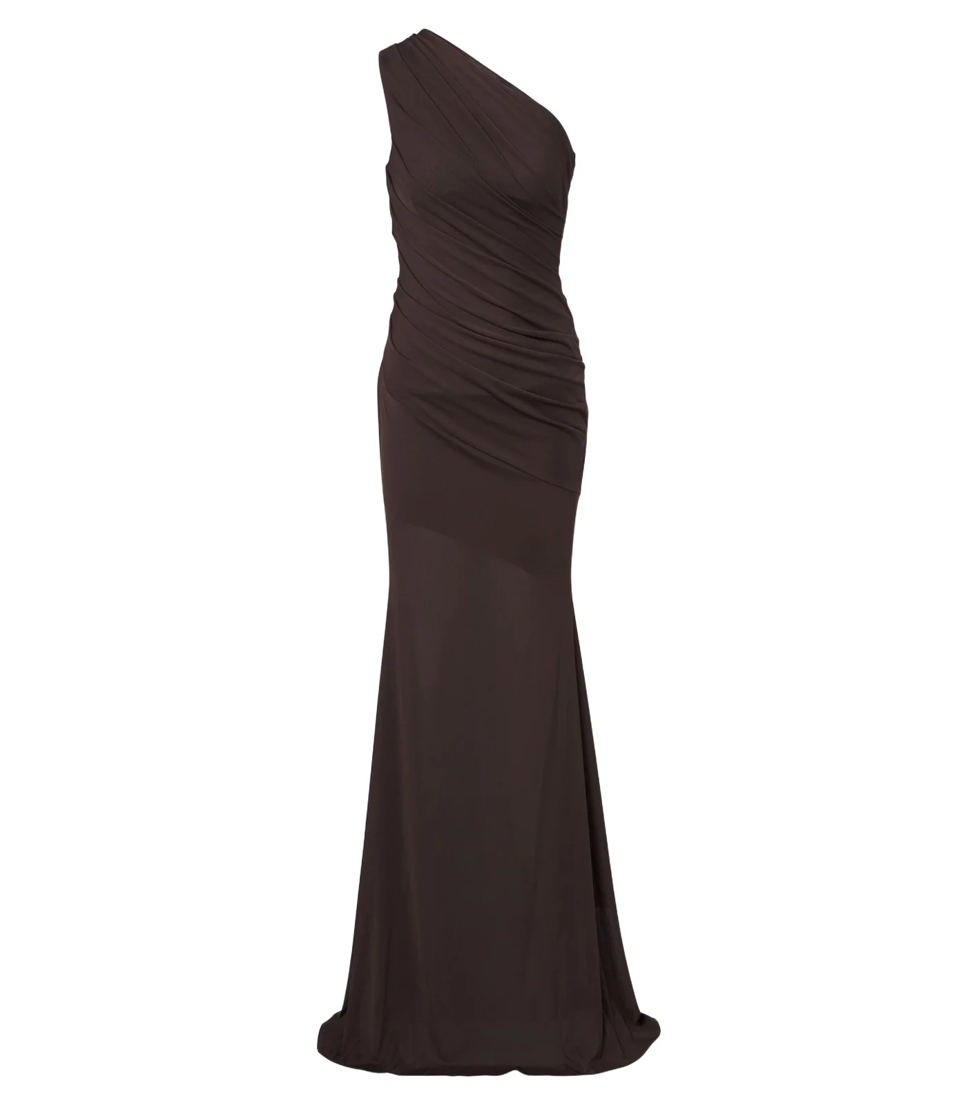 One-shoulder mesh gown One-shoulder mesh gown