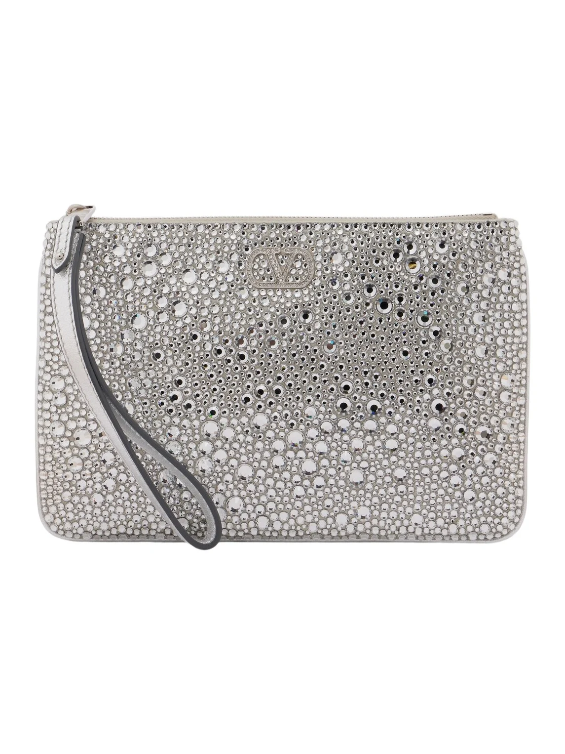 Valentino Garavani VLogo Swarovski-embellished leather pouch