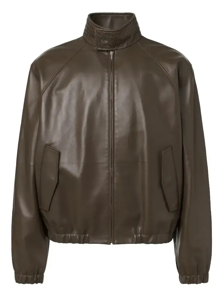 Intrecciato leather blouson jacket