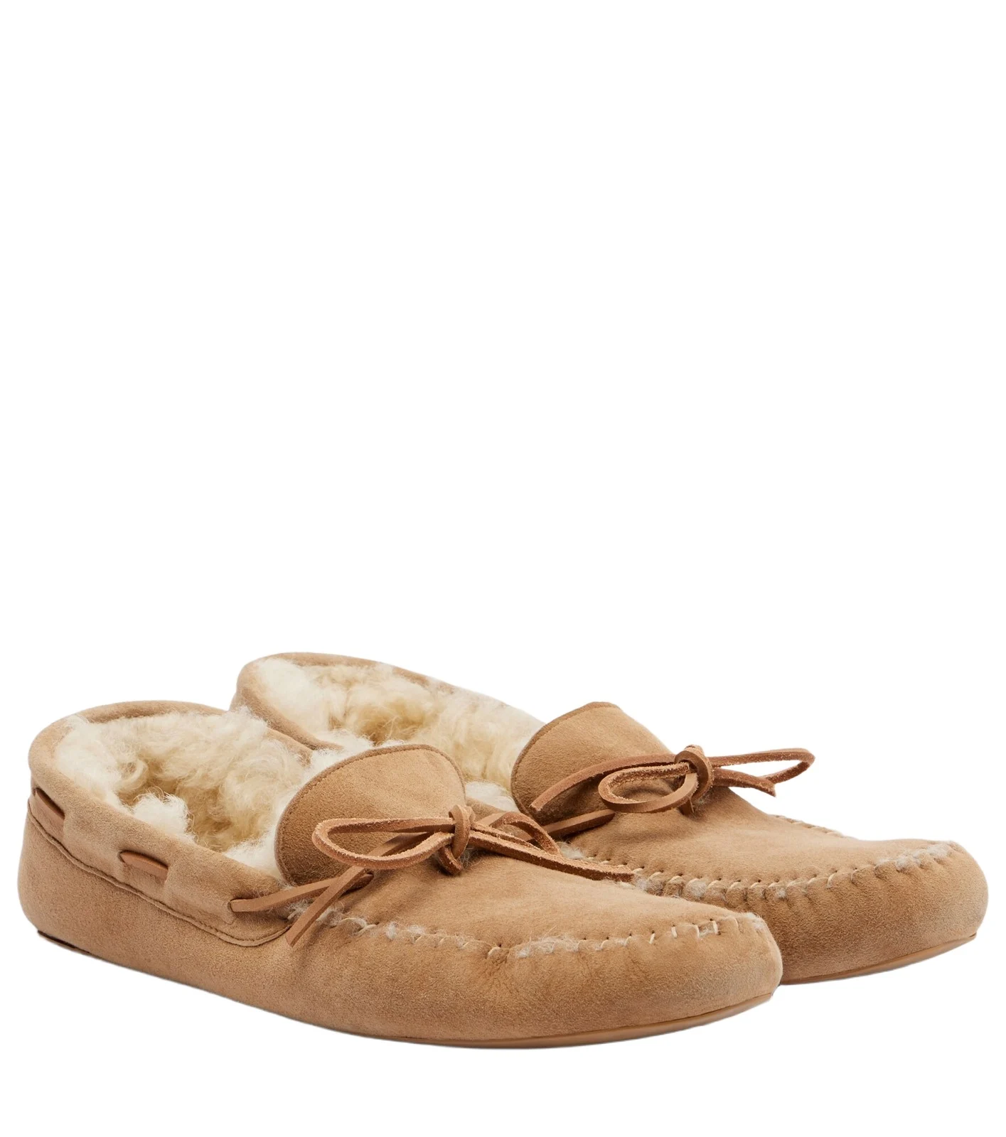 Lucca shearling-trimmed suede boat shoes