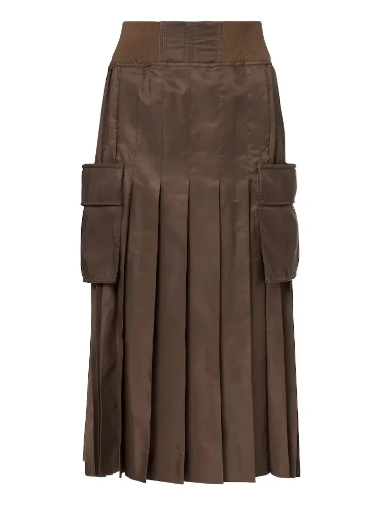 Pleated twill midi skirt Pleated twill midi skirt