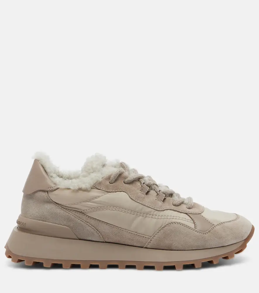 Brunello Cucinelli Shearling-trimmed sneakers | Thumbnail 2 Brunello Cucinelli Shearling-trimmed sneakers | Thumbnail 2