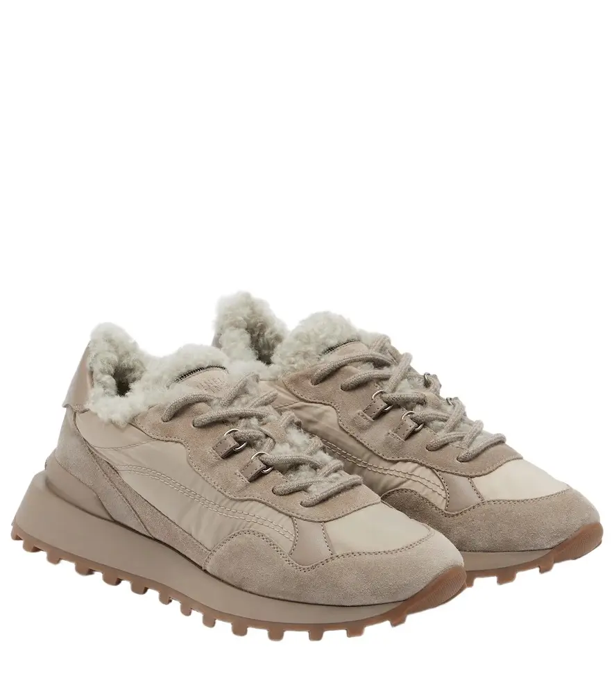 Brunello Cucinelli Shearling-trimmed sneakers