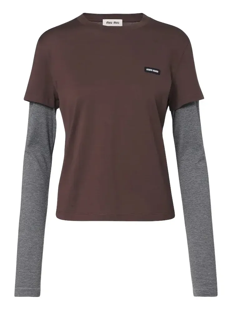 Layered cotton jersey T-shirt