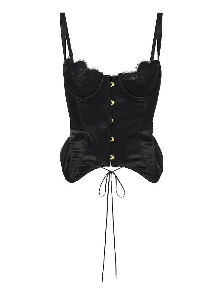 Samya lace-trimmed satin bustier top Samya lace-trimmed satin bustier top