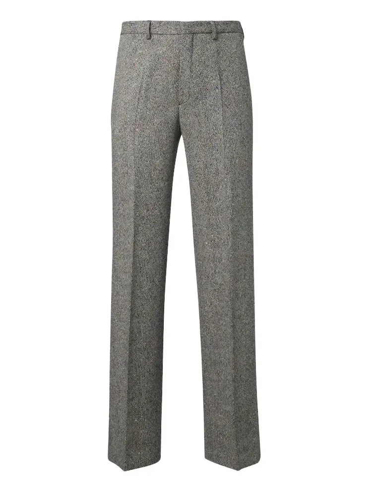 Checked wool straight pants Checked wool straight pants