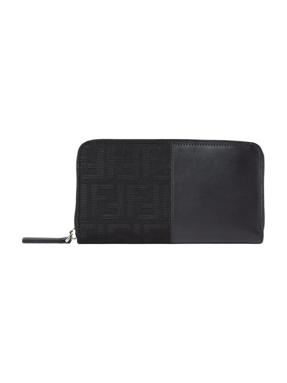 Fendi FF Jacquard Zip Around Zucca Jacquard and Leather Wallet