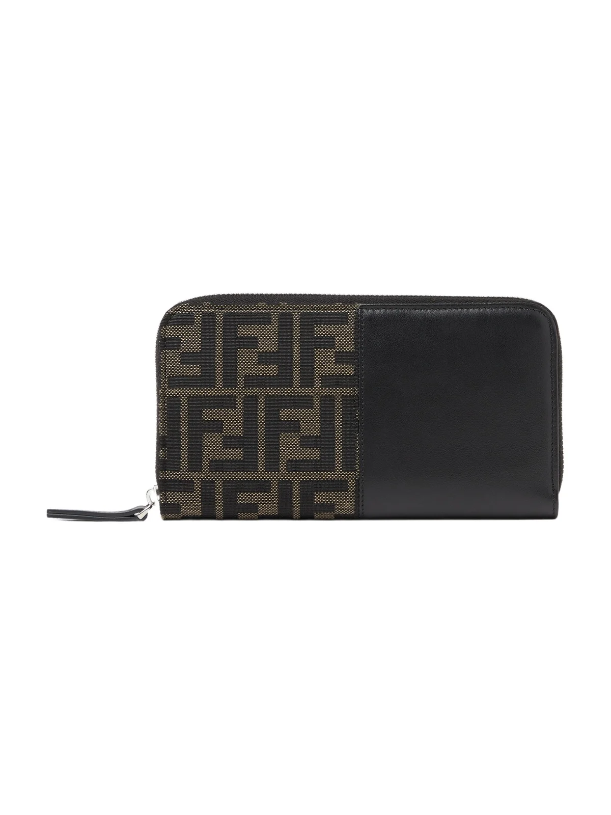 Fendi FF Jacquard Zip Around Zucca Jacquard and Leather Wallet