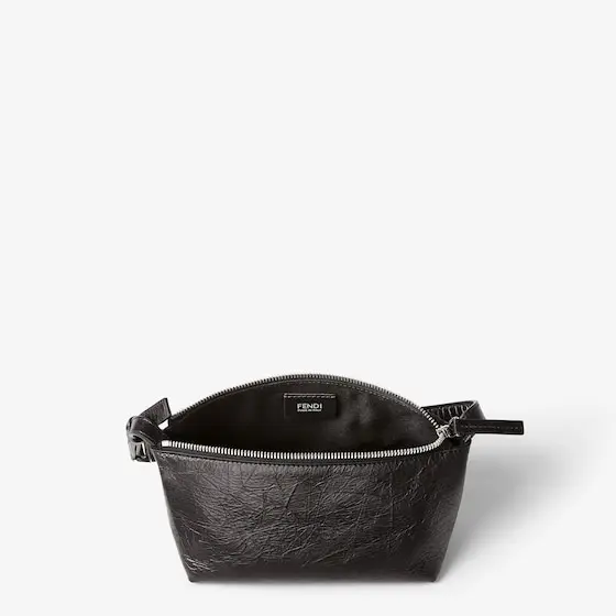 Fendi Vanity Pouch Small Crackled Black Leather Bag | Thumbnail 4 Fendi Vanity Pouch Small Crackled Black Leather Bag | Thumbnail 4