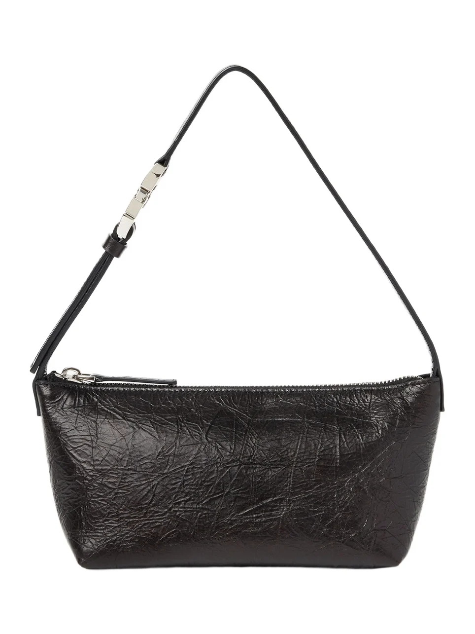 Vanity Pouch Small Crackled Black Leather Bag Vanity Pouch Small Crackled Black Leather Bag