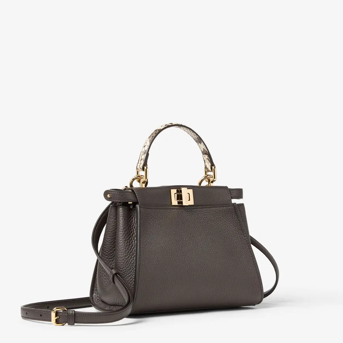 Fendi Peekaboo Mini Ebony Cuoio Romano Leather Bag | Thumbnail 2 Fendi Peekaboo Mini Ebony Cuoio Romano Leather Bag | Thumbnail 2