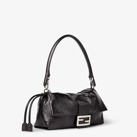 Fendi Baguette Soft Medium Crackled Black Leather Bag | Thumbnail 2 Fendi Baguette Soft Medium Crackled Black Leather Bag | Thumbnail 2