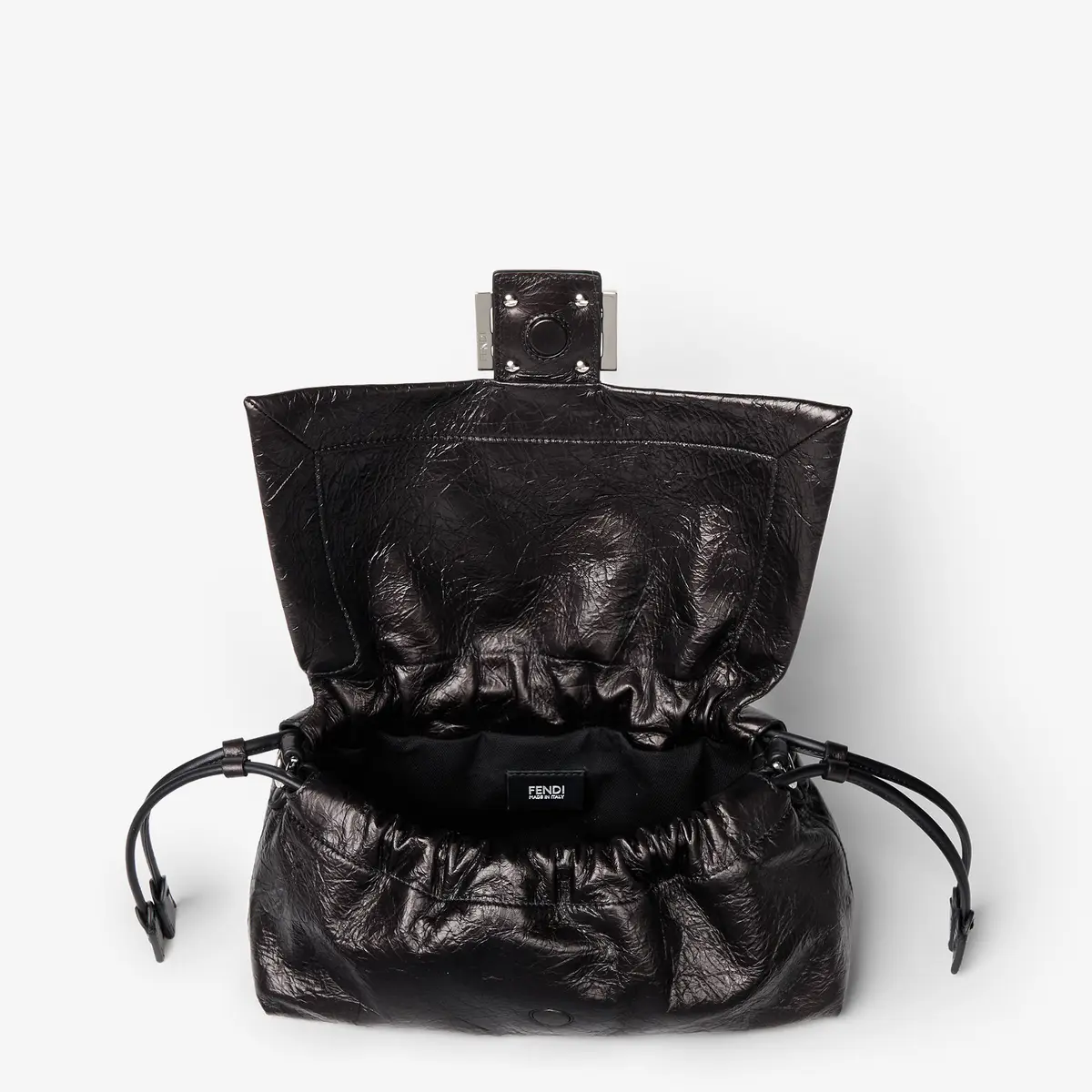 Fendi Baguette Soft Medium Crackled Black Leather Bag | Thumbnail 4 Fendi Baguette Soft Medium Crackled Black Leather Bag | Thumbnail 4