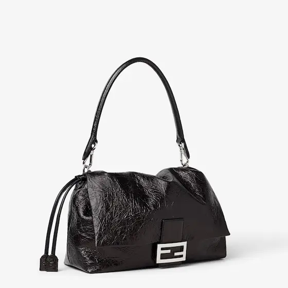 Fendi Baguette Soft Large Crackled Black Leather Bag | Thumbnail 2 Fendi Baguette Soft Large Crackled Black Leather Bag | Thumbnail 2