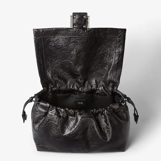 Fendi Baguette Soft Large Crackled Black Leather Bag | Thumbnail 4 Fendi Baguette Soft Large Crackled Black Leather Bag | Thumbnail 4