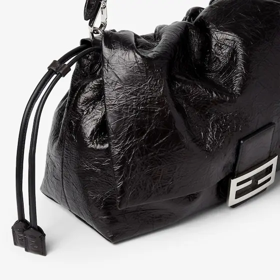 Fendi Baguette Soft Large Crackled Black Leather Bag | Thumbnail 5 Fendi Baguette Soft Large Crackled Black Leather Bag | Thumbnail 5