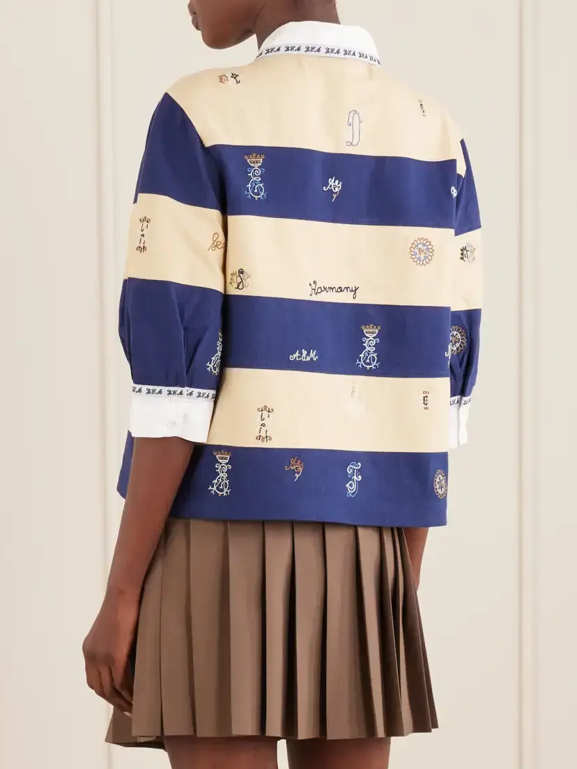 Sea Juliet Embroidered Striped Cotton-jersey T-shirt | Thumbnail 3