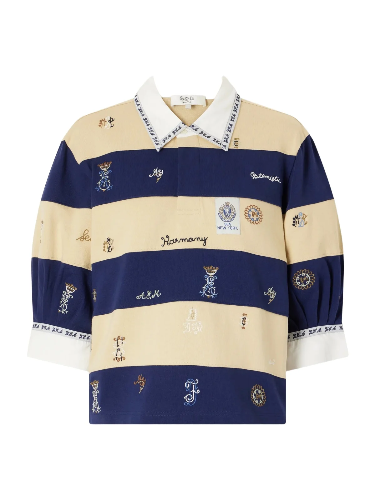 Sea Juliet Embroidered Striped Cotton-jersey T-shirt