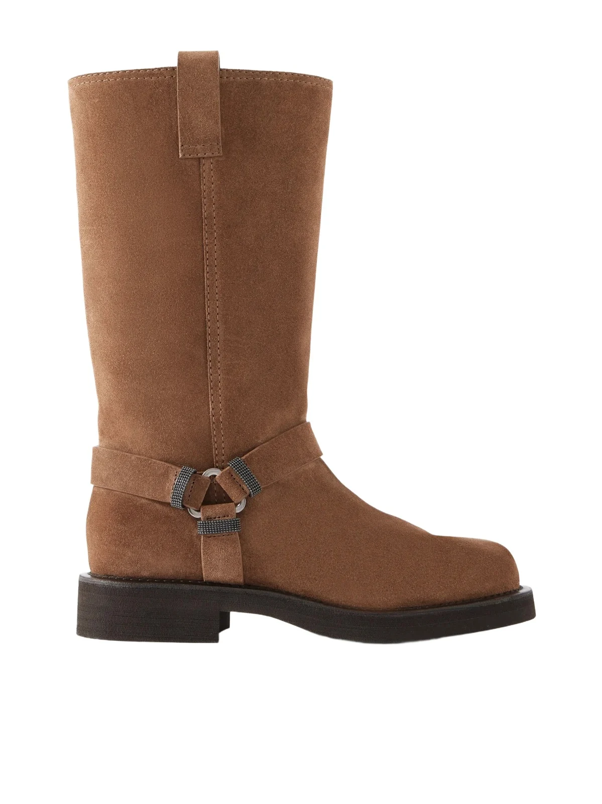 Brunello Cucinelli Bead-embellished Suede Biker Boots
