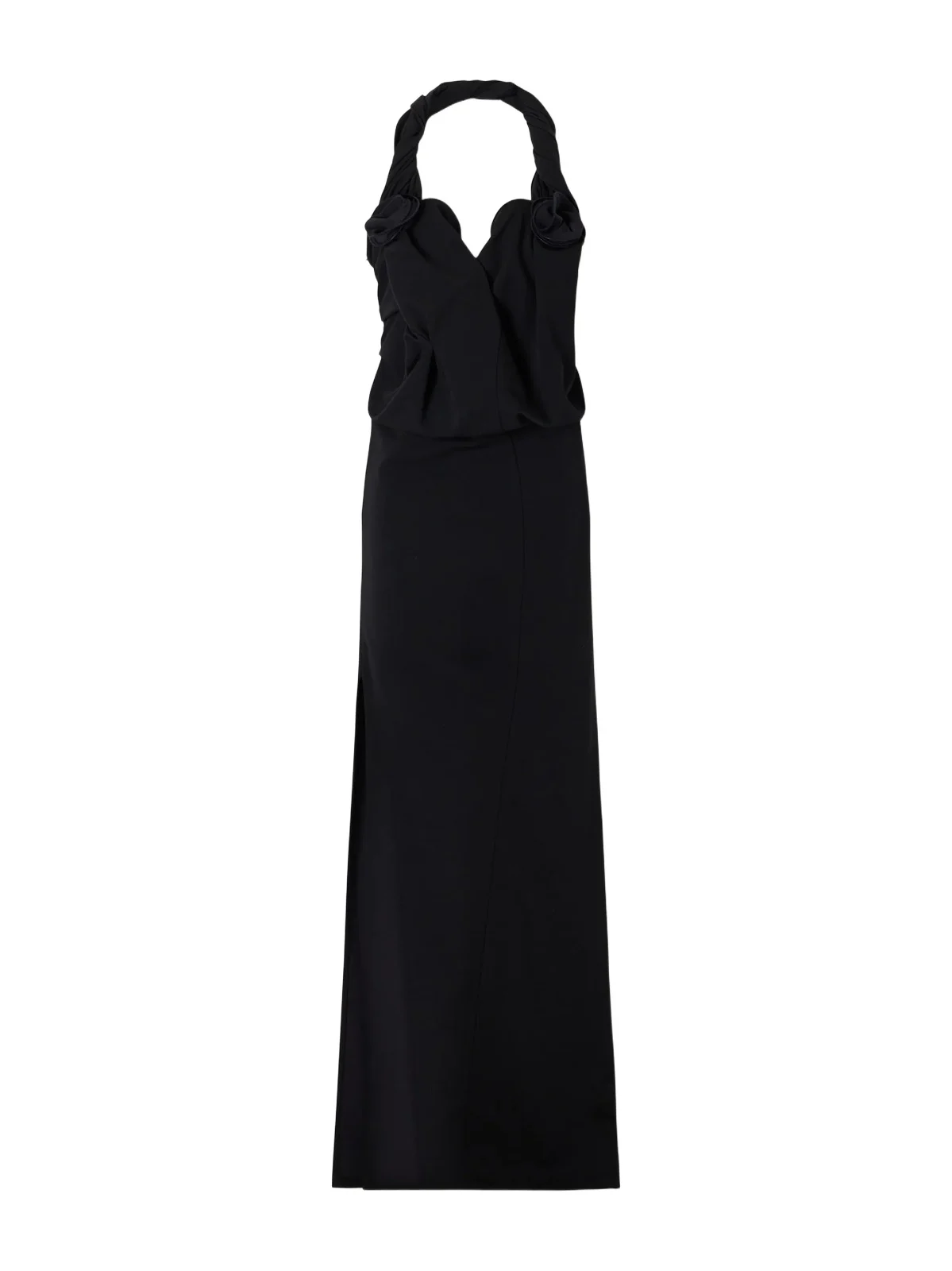 Floral-appliquéd Ruched Wool-blend Maxi Dress Floral-appliquéd Ruched Wool-blend Maxi Dress