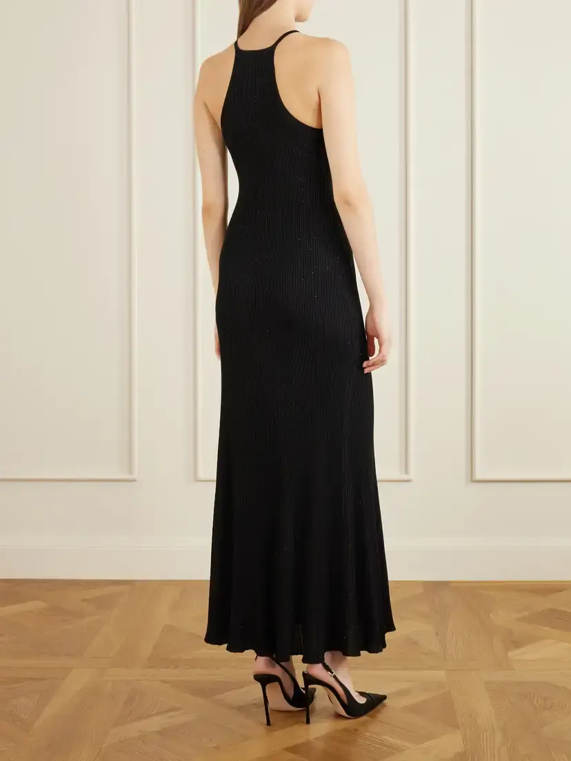 Tom Ford Ribbed Lurex Halterneck Maxi Dress | Thumbnail 3