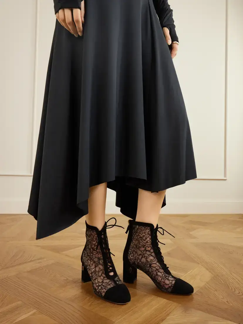 Jennifer Chamandi Dan 65 Lace-trimmed Suede Ankle Boots | Thumbnail 2 Jennifer Chamandi Dan 65 Lace-trimmed Suede Ankle Boots | Thumbnail 2