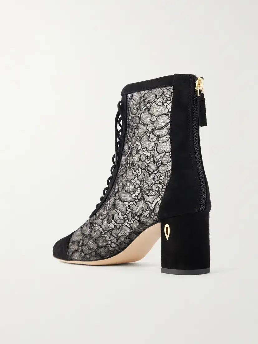 Jennifer Chamandi Dan 65 Lace-trimmed Suede Ankle Boots | Thumbnail 3 Jennifer Chamandi Dan 65 Lace-trimmed Suede Ankle Boots | Thumbnail 3