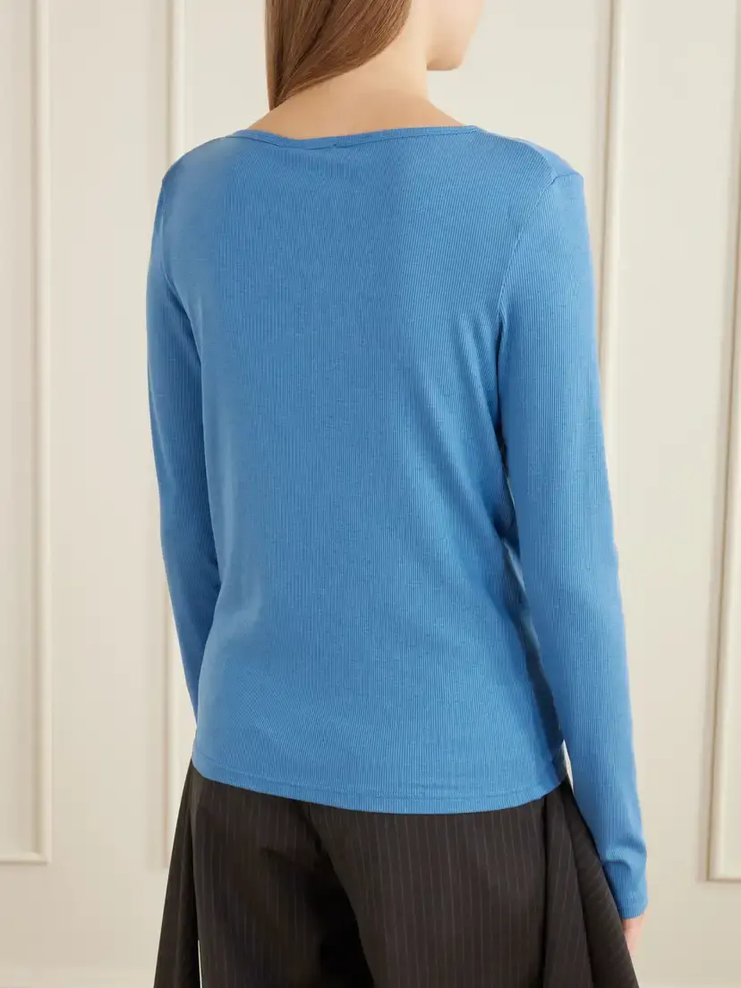 Deiji Studios Button-detail Ribbed Lyocell And Wool-blend T-shirt | Thumbnail 4