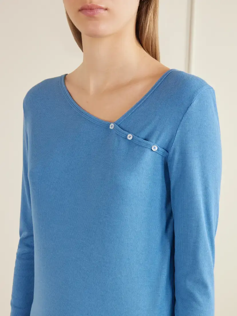 Deiji Studios Button-detail Ribbed Lyocell And Wool-blend T-shirt | Thumbnail 5
