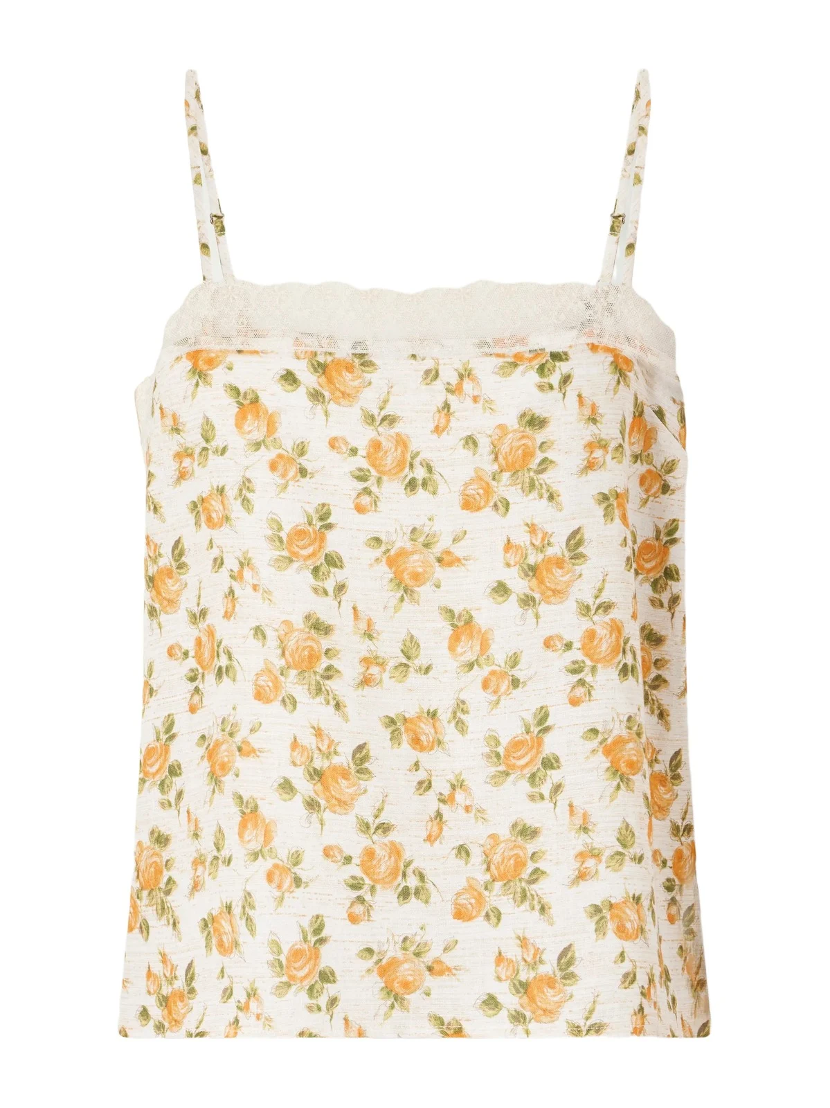 Olympia Floral-printed Lace-trimmed Linen Cami Olympia Floral-printed Lace-trimmed Linen Cami