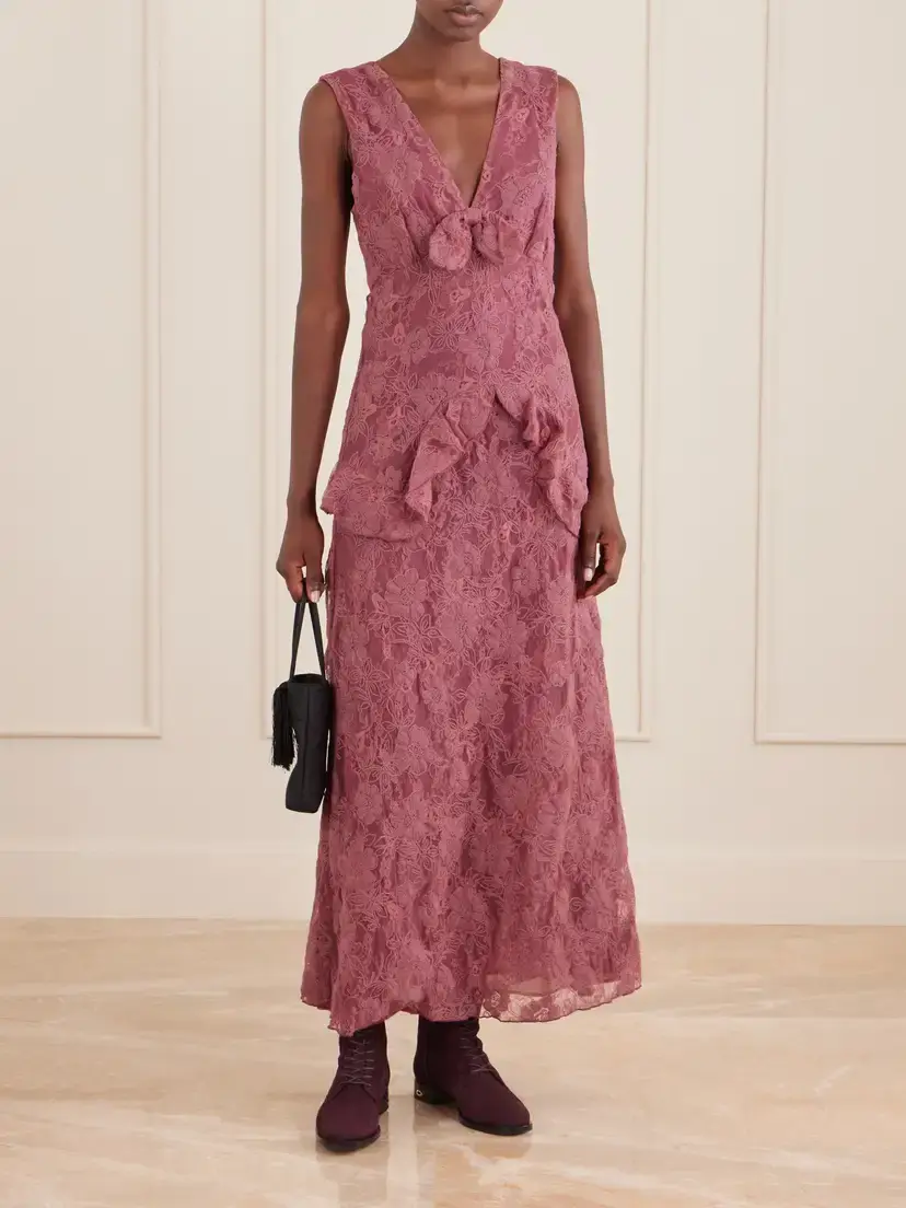 ANNA SUI Bow-detail Lace-embroidered Midi Dress | Thumbnail 2 ANNA SUI Bow-detail Lace-embroidered Midi Dress | Thumbnail 2