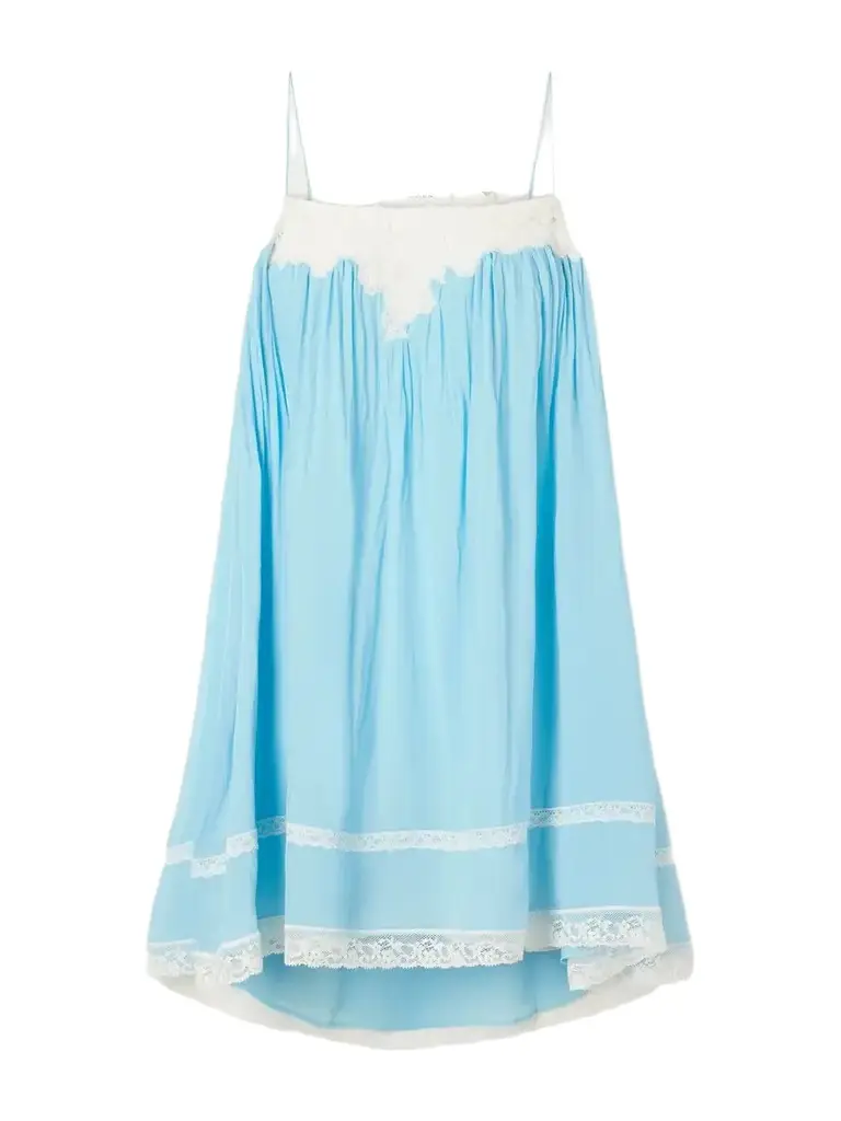DÔEN Clemente Lace-trimmed Silk Mini Dress | Image 1 DÔEN Clemente Lace-trimmed Silk Mini Dress | Image 1