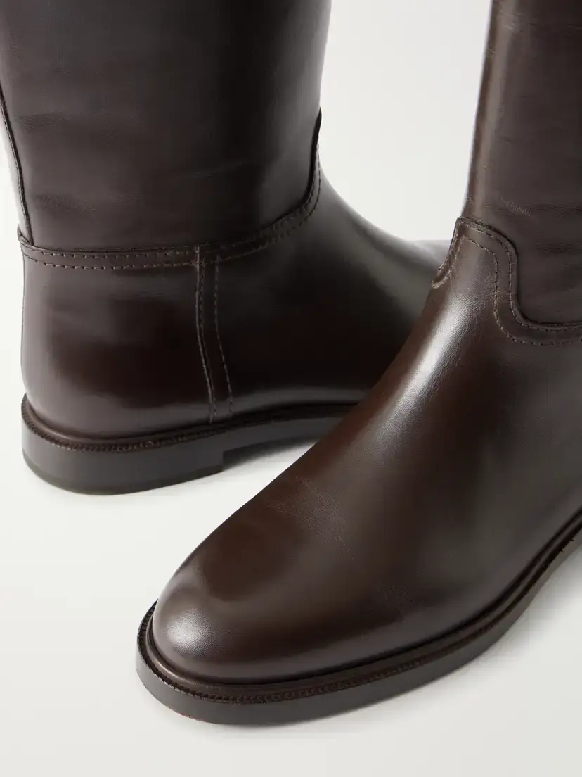Brunello Cucinelli Bead-embellished Wool-trimmed Leather Mid Calf Boots | Thumbnail 5 Brunello Cucinelli Bead-embellished Wool-trimmed Leather Mid Calf Boots | Thumbnail 5