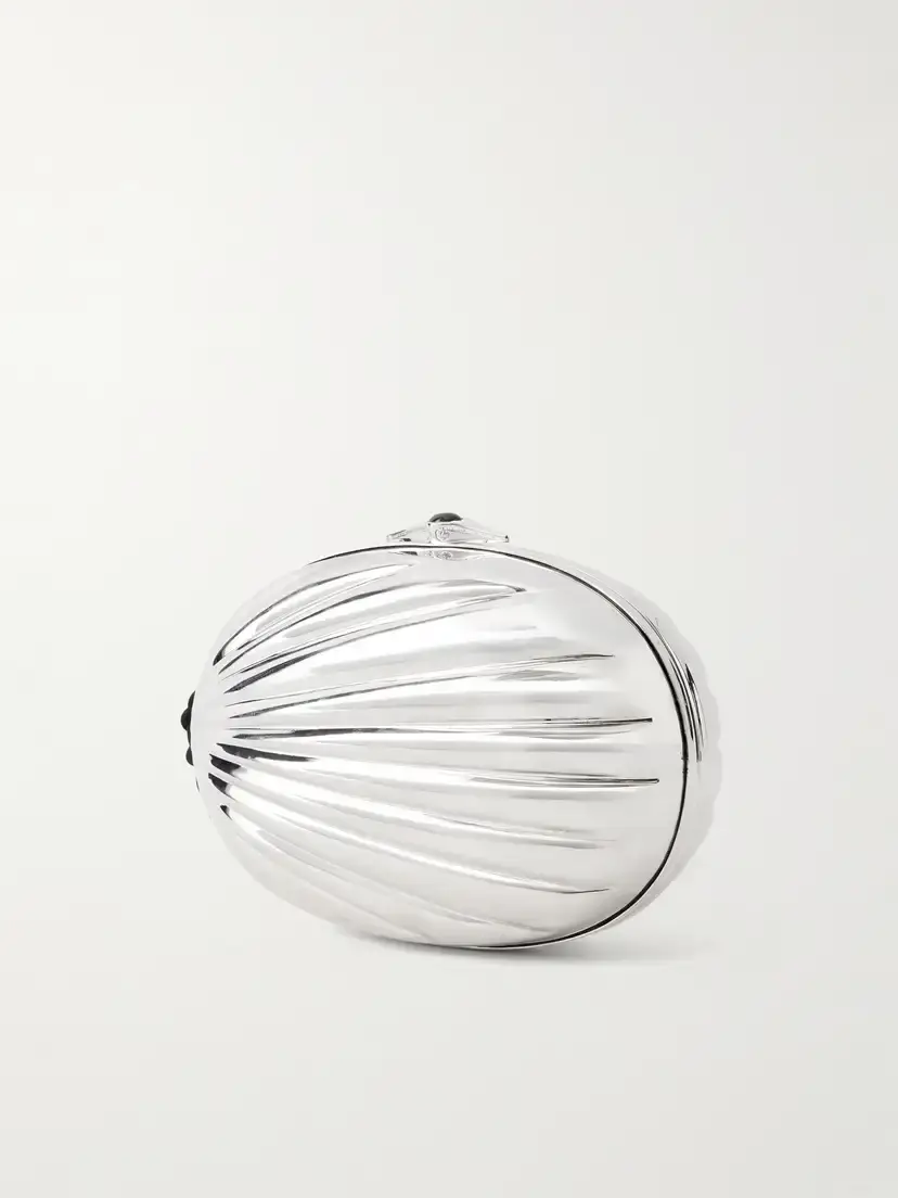 Juju Vera Petra Gemstone-embellished Tasseled Cord Silver Clutch | Thumbnail 4 Juju Vera Petra Gemstone-embellished Tasseled Cord Silver Clutch | Thumbnail 4