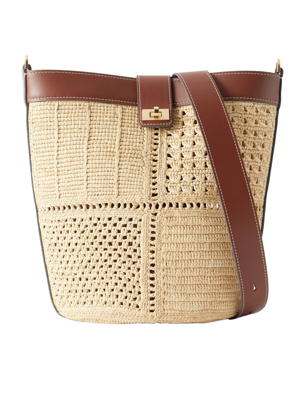Leather-trimmed Raffia Crossbody Bag Leather-trimmed Raffia Crossbody Bag