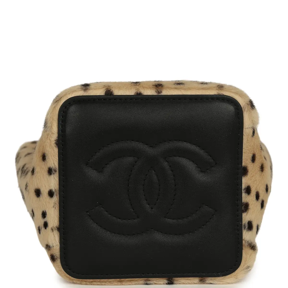 Chanel Chanel Mini "Cheetah Print" Bucket Bag with Chain Light Beige Calf Hair and Black Lambskin Gold Hardware | Thumbnail 7 Chanel Chanel Mini "Cheetah Print" Bucket Bag with Chain Light Beige Calf Hair and Black Lambskin Gold Hardware | Thumbnail 7