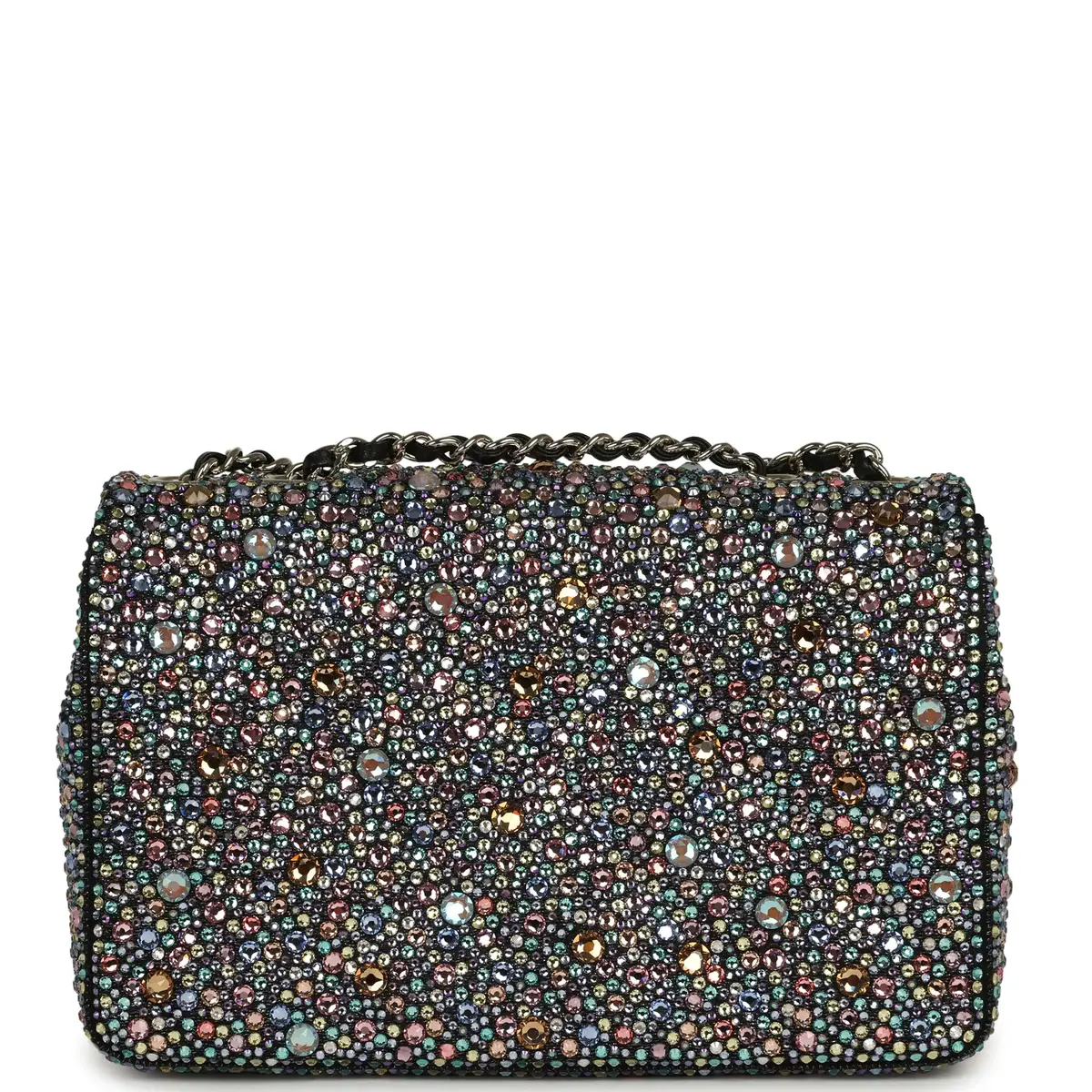 Chanel Chanel Mini Bedazzled Classic Rectangular Flap Bag Multicolor Crystals, Black Fabric Light Gold Hardware | Thumbnail 4