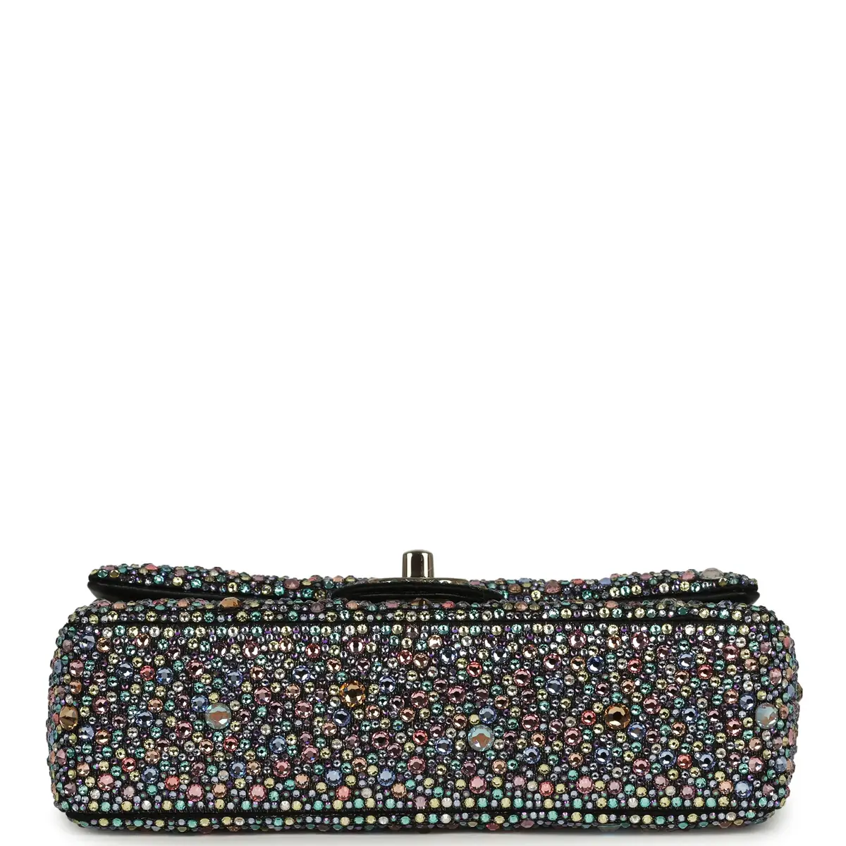 Chanel Chanel Mini Bedazzled Classic Rectangular Flap Bag Multicolor Crystals, Black Fabric Light Gold Hardware | Thumbnail 6