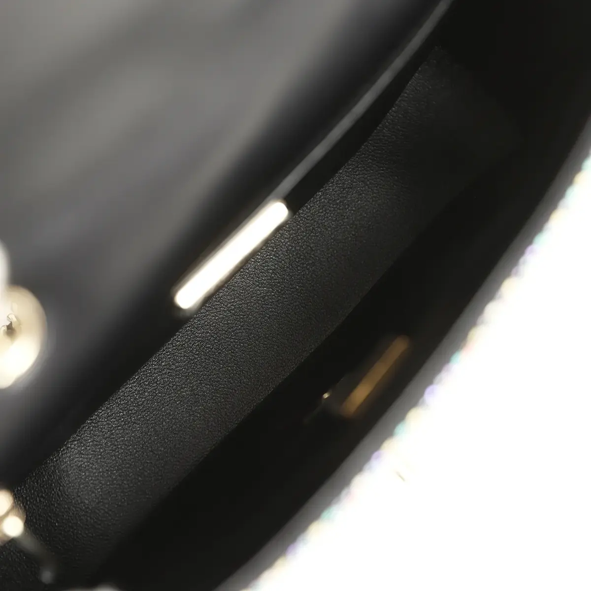 Chanel Chanel Mini Bedazzled Classic Rectangular Flap Bag Multicolor Crystals, Black Fabric Light Gold Hardware | Thumbnail 8