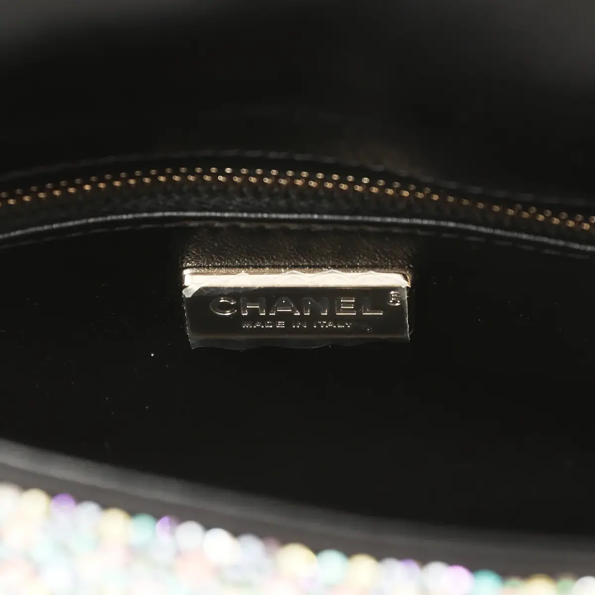 Chanel Chanel Mini Bedazzled Classic Rectangular Flap Bag Multicolor Crystals, Black Fabric Light Gold Hardware | Thumbnail 9
