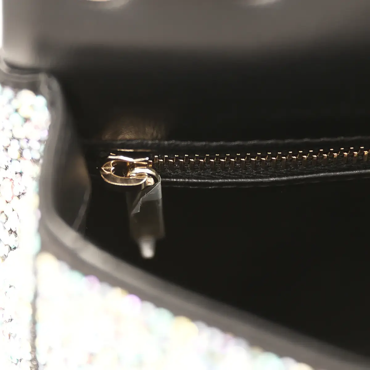 Chanel Chanel Mini Bedazzled Classic Rectangular Flap Bag Multicolor Crystals, Black Fabric Light Gold Hardware | Thumbnail 10