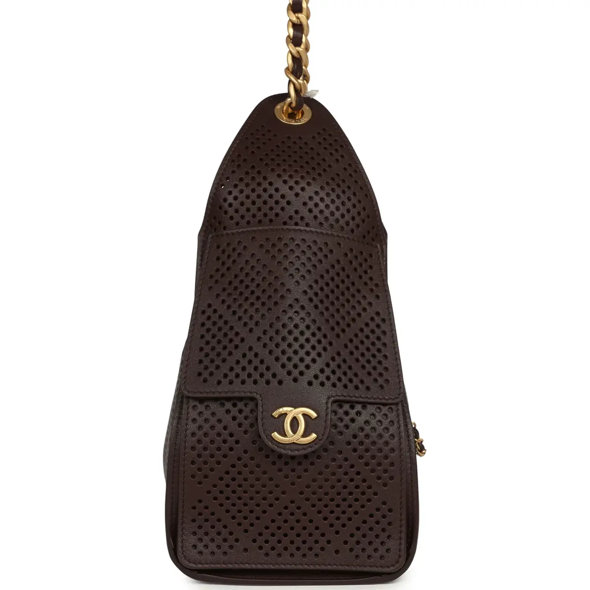 Chanel Chanel Small 25 Hobo Bag Dark Brown Perforated Calfskin Antique Gold Hardware | Thumbnail 3 Chanel Chanel Small 25 Hobo Bag Dark Brown Perforated Calfskin Antique Gold Hardware | Thumbnail 3