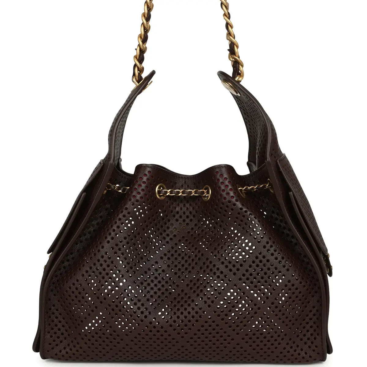 Chanel Chanel Small 25 Hobo Bag Dark Brown Perforated Calfskin Antique Gold Hardware | Thumbnail 4 Chanel Chanel Small 25 Hobo Bag Dark Brown Perforated Calfskin Antique Gold Hardware | Thumbnail 4