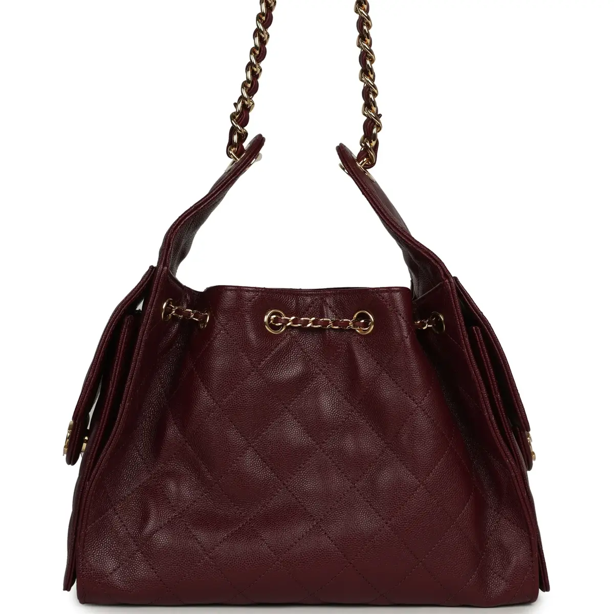 Chanel Chanel Small 25 Hobo Bag Dark Burgundy Shiny Caviar Gold Hardware | Thumbnail 4