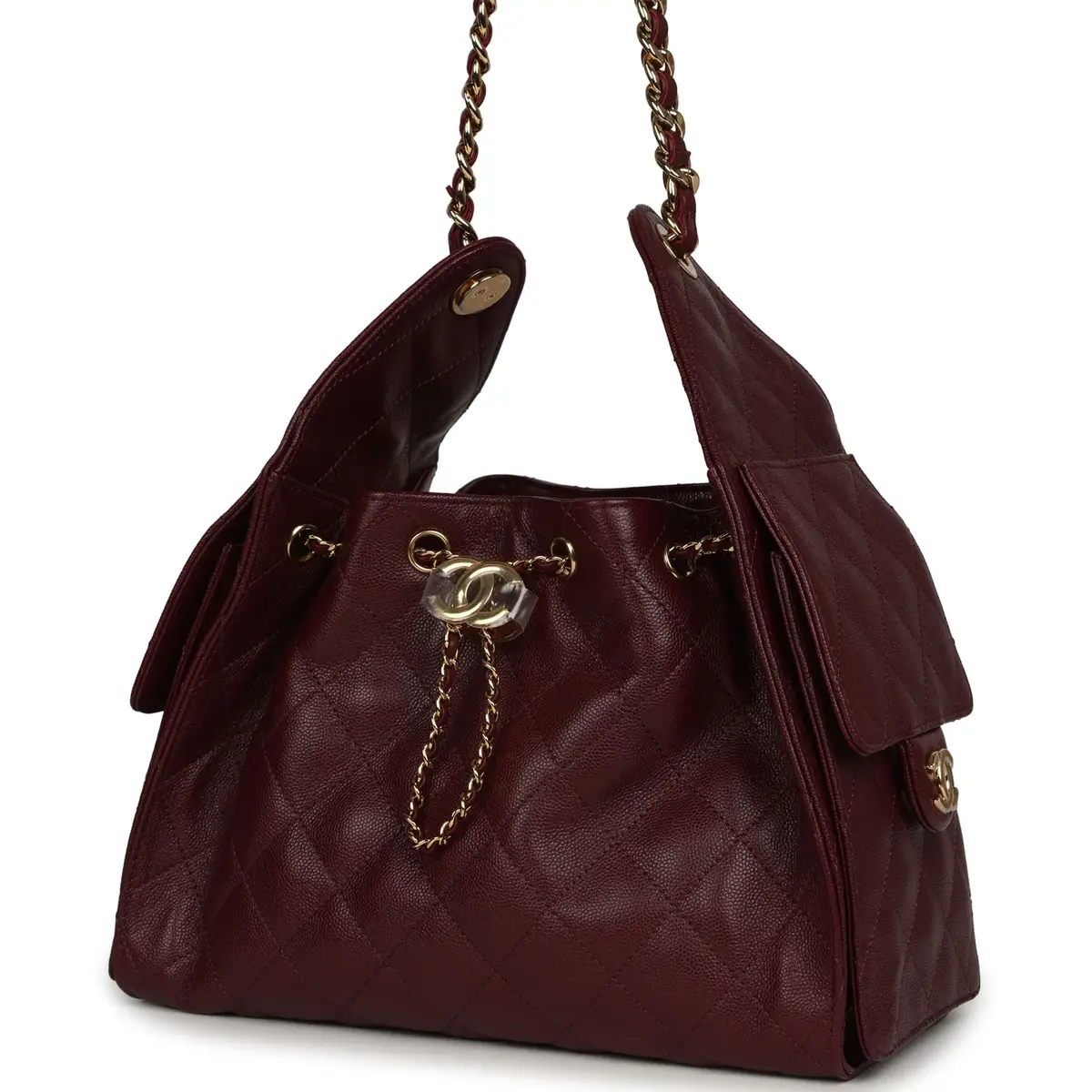 Chanel Chanel Small 25 Hobo Bag Dark Burgundy Shiny Caviar Gold Hardware | Thumbnail 5