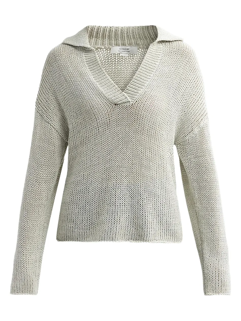 Women's Coated Cotton Polo Sweater Women's Coated Cotton Polo Sweater