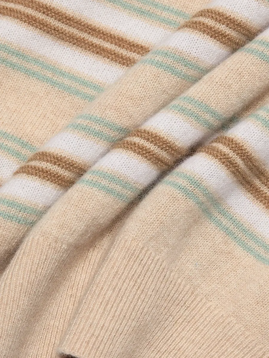 Guest In Residence Women's Collegiate-Striped Cashmere Polo Shirt | Thumbnail 7 Guest In Residence Women's Collegiate-Striped Cashmere Polo Shirt | Thumbnail 7
